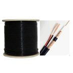 RG59VCCA/1000 :: Bobina de 305 Mts (1000 Pies) Cable Coaxial Siam&eacute;s con Par de Alimentaci&oacute;n. Para Exterior. Color Negro