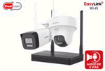 NKS424W02H :: Kit IP Inal&aacute;mbrico / 1 NVS WiFi de 4 Canales + 1 C&aacute;mara IP Bala WiFi 4 MP para Exterior (IP66) + 1 C&aacute;mara IP Turret WiFI 4 MP para Interior (Dual Light, Audio Bidireccional, Micr&oacute;fono y Bocina Integrados