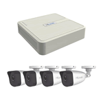 KIP2MP/4B :: Kit IP HIKVISION 1 NVR NVR104H-D/4P 4 CH PoE 4 MP + 4 C&aacute;maras IP Bala IPC-B121H de 2 MP 2.8 mm de Policarbonato para Exterior IP67